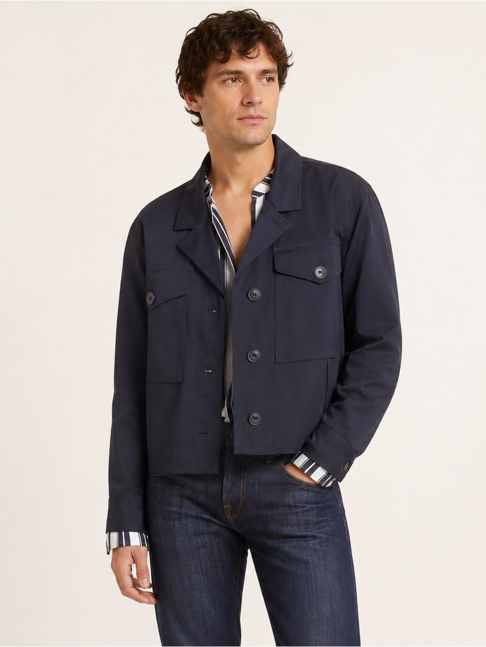 Rag Bone Quilted Chore Jacket Navy Utility Cotton Medium